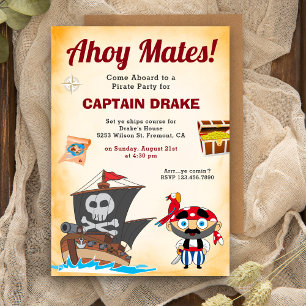 Invitation Parti Anniversaire de enfant Pirate Cute