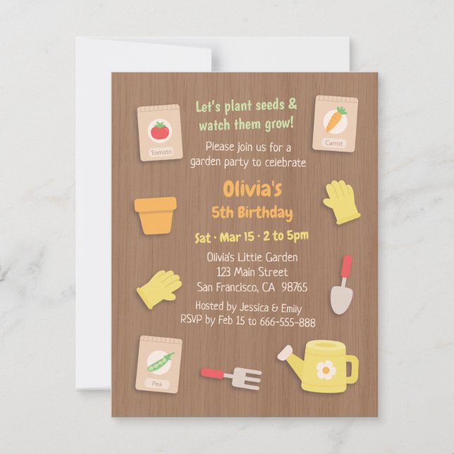 Invitation Parti Anniversaire de enfant Plante et jardinage (Devant)