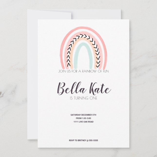 Invitation Parti Anniversaire de enfant Rainbow moderne (Devant)