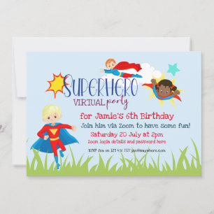 Invitation Parti Anniversaire de enfant virtuel de Superhero