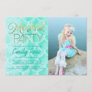 Invitation Parti Aqua Mermaid   Sous la mer Photo Anniversair