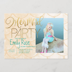 Invitation Parti Aqua Mermaid   Sous la mer Photo Anniversair