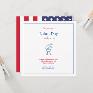 Invitation Parti Babecue Fête du Travail minimaliste