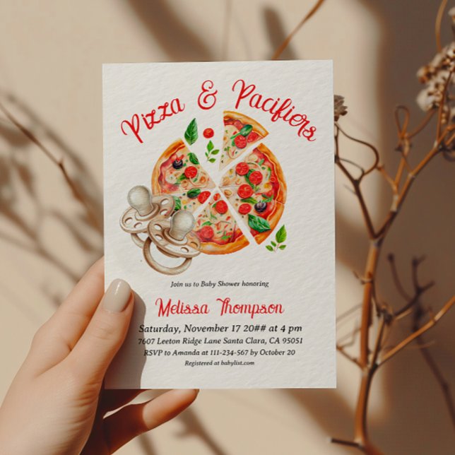 Invitation Parti Baby shower italien de la pizza et du Pacifi (Créateur téléchargé)