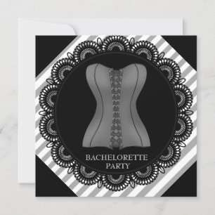 INVITATION PARTI BACHELORETTE BACHELORETTE DE STRIPE GRIS NOI