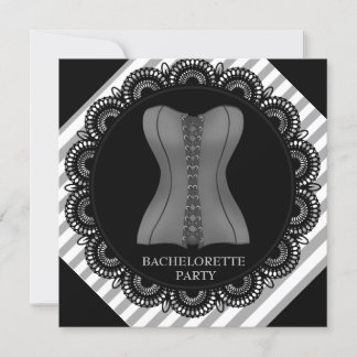 INVITATION PARTI BACHELORETTE BACHELORETTE DE STRIPE GRIS NOI