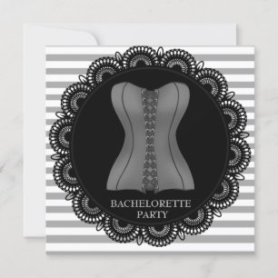 INVITATION PARTI BACHELORETTE BACHELORETTE DE STRIPE GRIS NOI