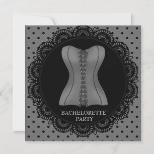 INVITATION PARTI BACHELORETTE BLACK GREY SPOT