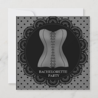 INVITATION PARTI BACHELORETTE BLACK GREY SPOT
