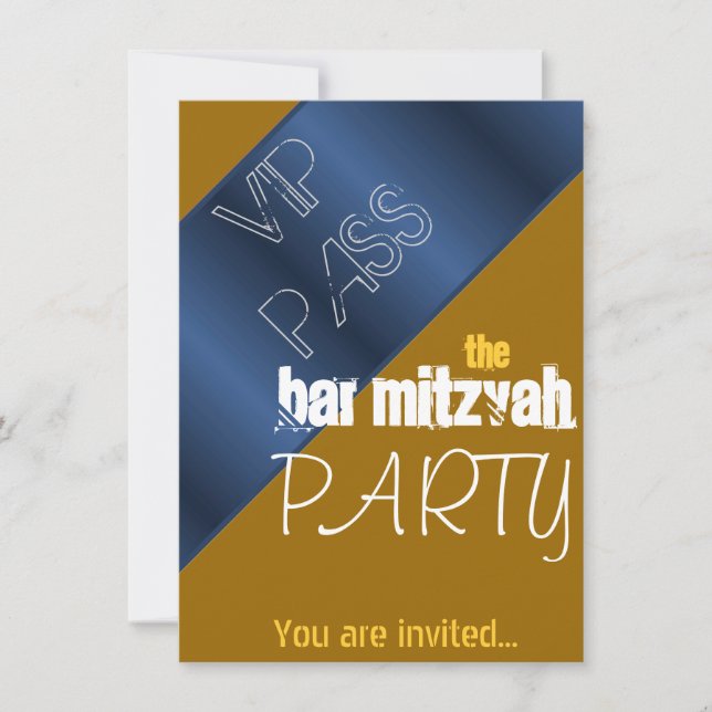 Invitation Parti Bar Mitzvah, Bat mitzvah bleu et or (Devant)