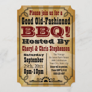 Invitation Parti barbecue barbecue country Vintage