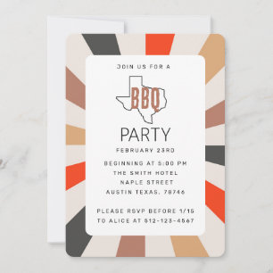 Invitation Parti barbecue coloré du Texas