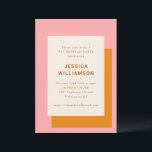 Invitation Parti Bat mitzvah géométrique moderne rose orange<br><div class="desc">Moderne Geométrique Bold Bat mitzvah élégant Invitation de fête en rose et orange</div>