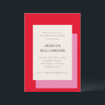 Invitation Parti Bat mitzvah moderne géométrique Bold rose ro<br><div class="desc">Moderne géométrique Gras Rose Rouge Stylish Bat mitzvah Party Invitation</div>