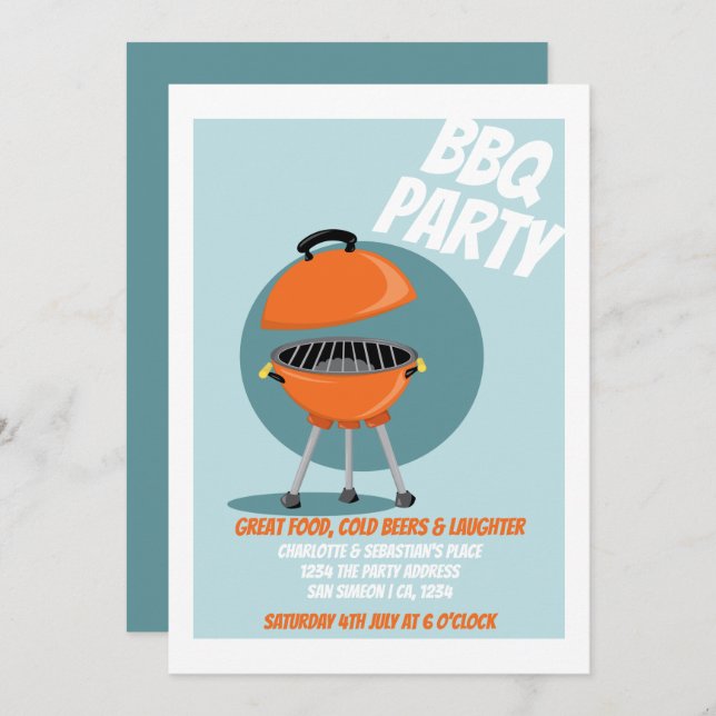 Invitation Parti BBQ (Devant / Derrière)
