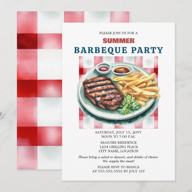 Invitation Parti BBQ (Devant / Derrière)
