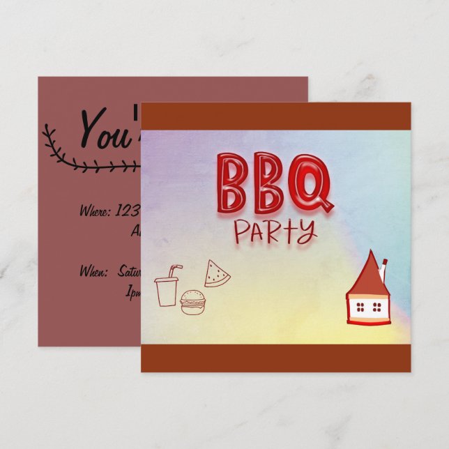 Invitation Parti BBQ (Devant / Derrière)