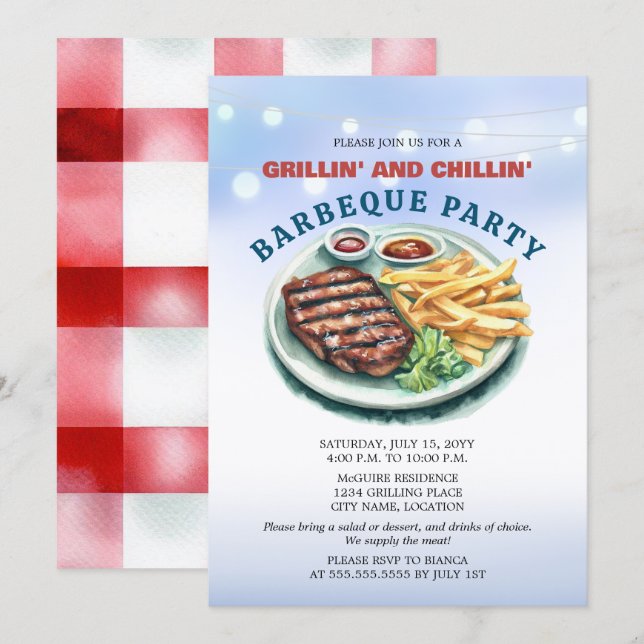 Invitation Parti BBQ (Devant / Derrière)