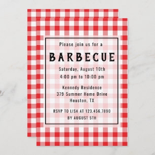 Invitation Parti BBQ En vichy Rouge