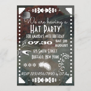 Invitation Parti Casquette vintage Retro Chalkboard