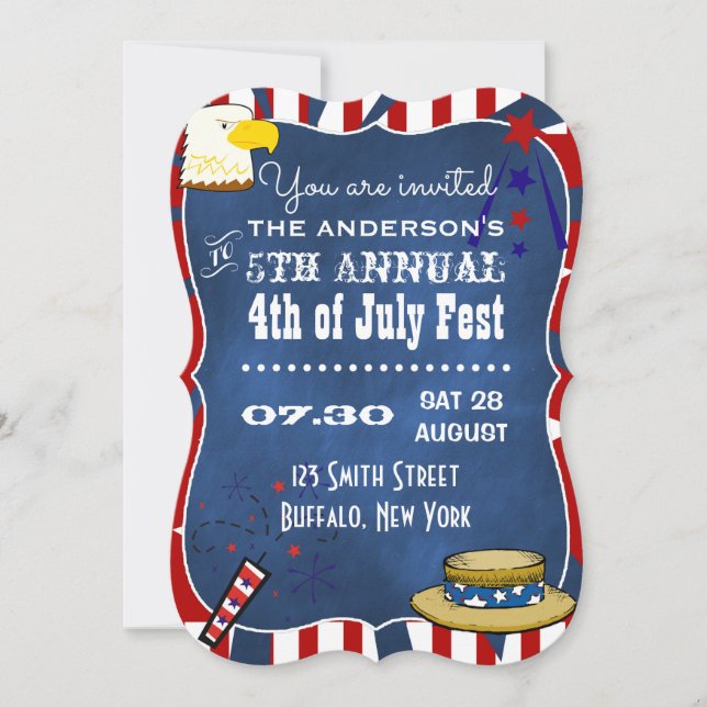 Invitation Parti Chalkboard du 4 juillet (Devant)