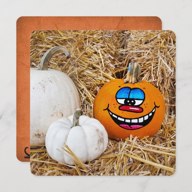 Invitation Parti Citrouille d'Halloween (Devant / Derrière)