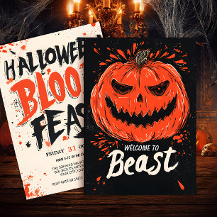 Invitation Parti citrouille Grin Halloween