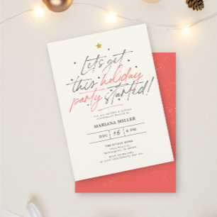 Invitation Parti Commencé Script Rouge Noël Fête