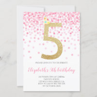 Parti Confetti Rose Gold Numéro Girl 5e anniversai