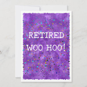 Invitation Parti Confetti Woo Hoo Purple Aquarelle Retraitée