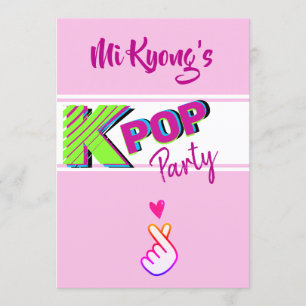 Invitation Parti coréen K-pop Hand Heart