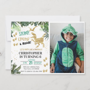 Invitation Parti Cute Dinosaur Photo Anniversaire