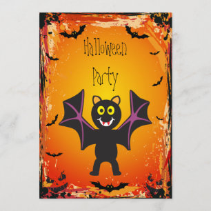 Invitation Parti Cute Vampire Bat Halloween
