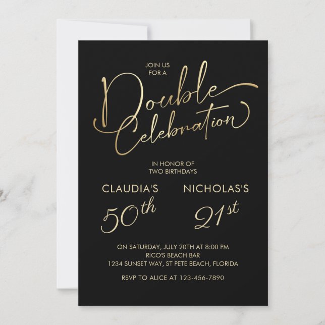 Invitation Parti d'anniversaire conjoint pour adultes (Devant)