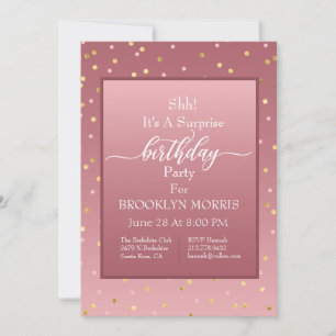 Invitation Parti d'anniversaire de la Confetti Surprise d'or