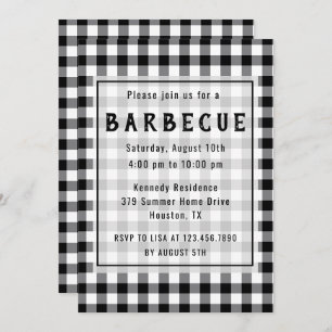Invitation Parti de barbecue rustique Black En vichy Farmhous