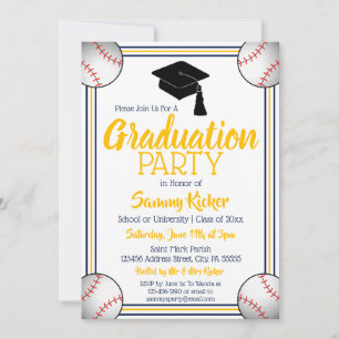 Invitation Parti de Graduation de base-ball Marine & Gold