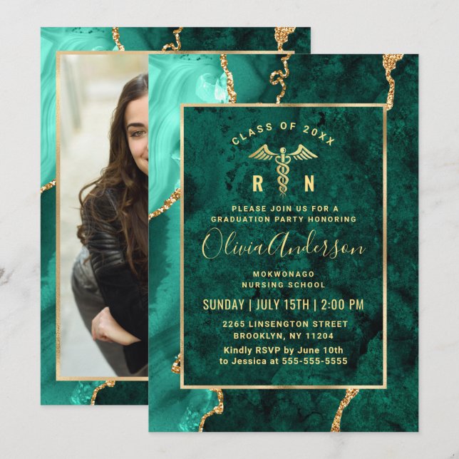 Invitation Parti de graduation de l'école de soins infirmiers (Devant / Derrière)