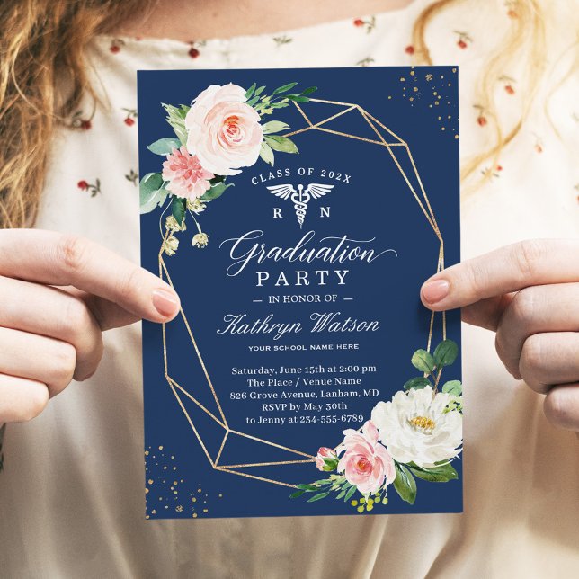 Invitation Parti de graduation des infirmières diplômées géom (Créateur téléchargé)