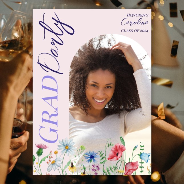 Invitation Parti de graduation Fleur sauvage moderne 2025 Arc (Créateur téléchargé)