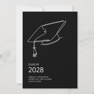Invitation Parti de graduation minimaliste noir moderne
