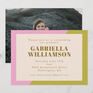 Invitation Parti de graduation moderne Pink Green Chic