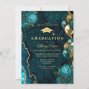 Invitation Parti de graduation photo d'âge turquoise