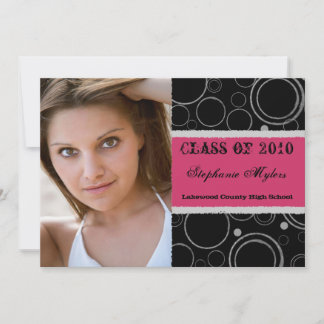 Invitation Parti de graduation rose en cercle en 2012