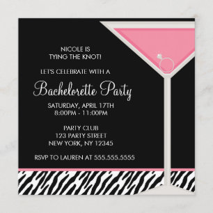 Invitation Parti de la bachelorette en verre de Martini rose