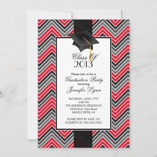 Invitation Parti de la fin de l'épreuve moderne Red Chevron 2 (Devant)