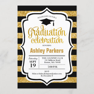 Invitation Parti de la graduation - Grèves noires d'or