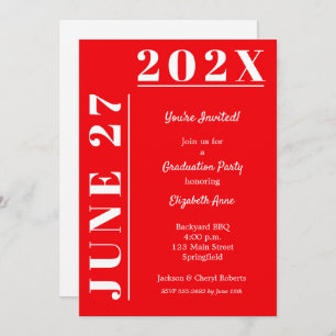 Invitation Parti de la graduation rouge et blanche