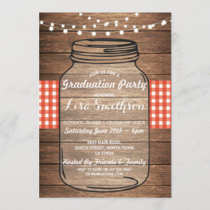 Invitation Parti de la graduation russe Jar Wood Red En vichy