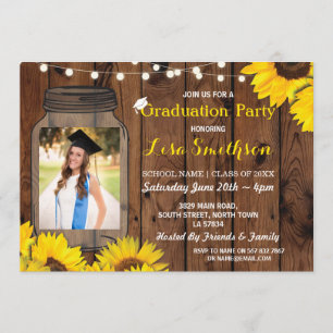 Invitation Parti de la graduation russe Jar Wood Sunflower Ph